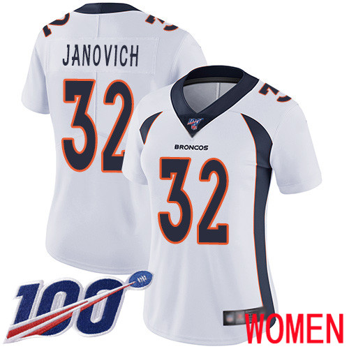 Women Denver Broncos #32 Andy Janovich White Vapor Untouchable Limited Player 100th Season Football NFL Jersey->youth nfl jersey->Youth Jersey